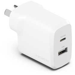 Cygnett Powerplus 32W PD Dual Port Wall Charger (White)