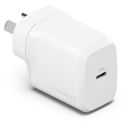 Cygnett PowerPlus 30W Single Port USB-C Wall Charger (White)