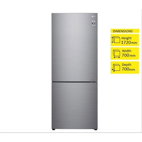 LG GB-455PL 420L Bottom Mount Fridge (Stainless Steel)