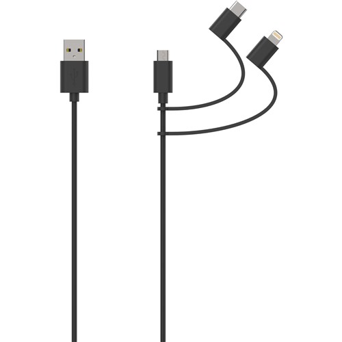 Cygnett Charge & Connect 3-in-1 Cable 1.2m (Black)