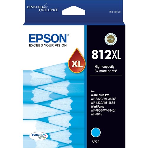 Epson 812XL DURABrite High Capacity Ink Cartridge (Cyan)