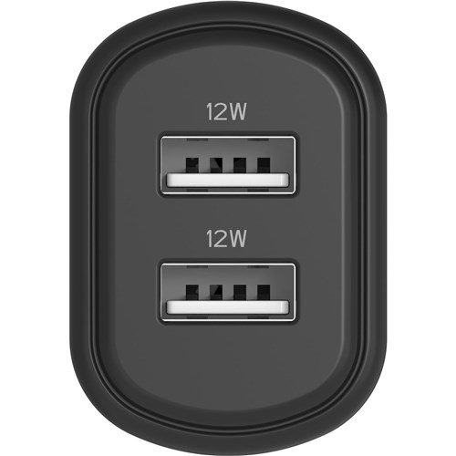 Cygnett PowerPlus 12W Dual Port Wall Charger (Black)