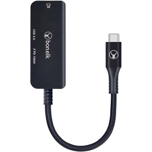 Bonelk Long-Life USB-C 3 in 1 Multiport Hub (Black)