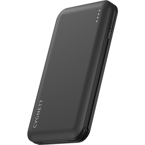 Cygnett ChargeUp Pocket 10K Power Bank with Dual Intergrated Charging Cables (Black)