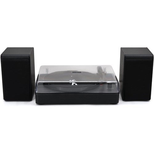 Flea Market Bluetooth Turntable with Bookshelf Speakers (Black)