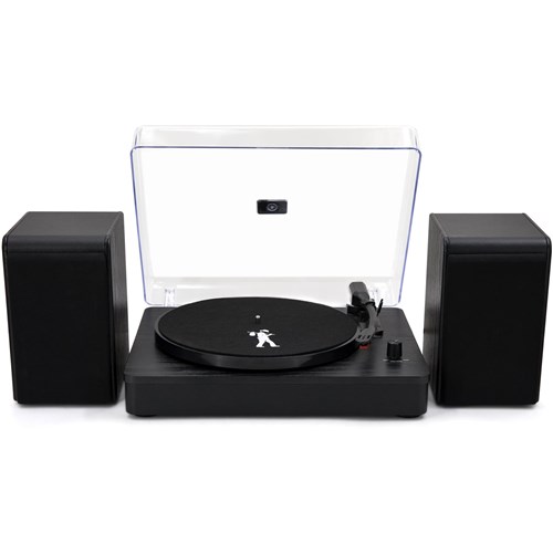 Flea Market Bluetooth Turntable with Bookshelf Speakers (Black)