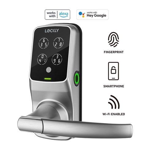 Lockly Secure Pro Latch Edition Door Lock with WiFi Hub (Satin Nickel)