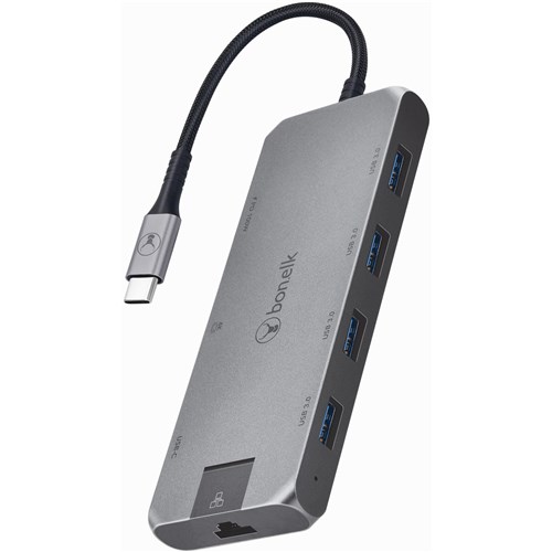 Bonelk Long-Life 8-in-1 Multiport USB-C Hub (Space Grey)