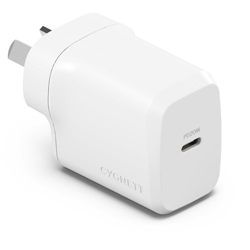 Cygnett PowerPlus 20W Single Port USB-C Wall Charger (White)