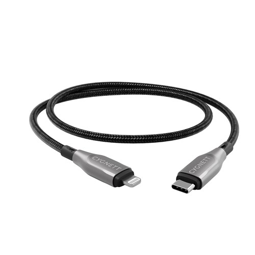 Cygnett Armoured Lightning to USB-C Cable 1M (Black)