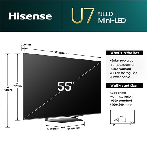 Hisense 55' U7NAU ULED Mini-LED 4K Smart TV [2024]