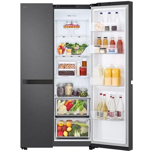 LG - GS-B599MBL 664L Flat Door Side by Side Fridge in (Matte Black)